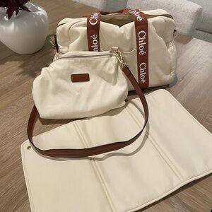 Chloe Cream and Brown Baby Bag Set